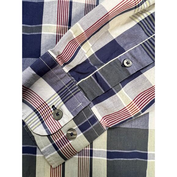 UNTUCKit Blue Red Tan Plaid Shirt Size XXLARGE 100% Cotton Relaxed Fit - Picture 4 of 10